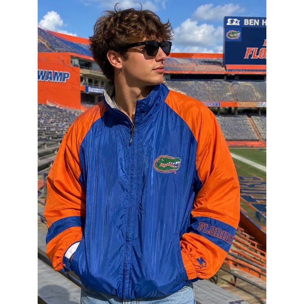 Vtg 90s Florida Gators Starter Windbreaker Jacket‎ XXL Blue Orange Full Zip NCAA